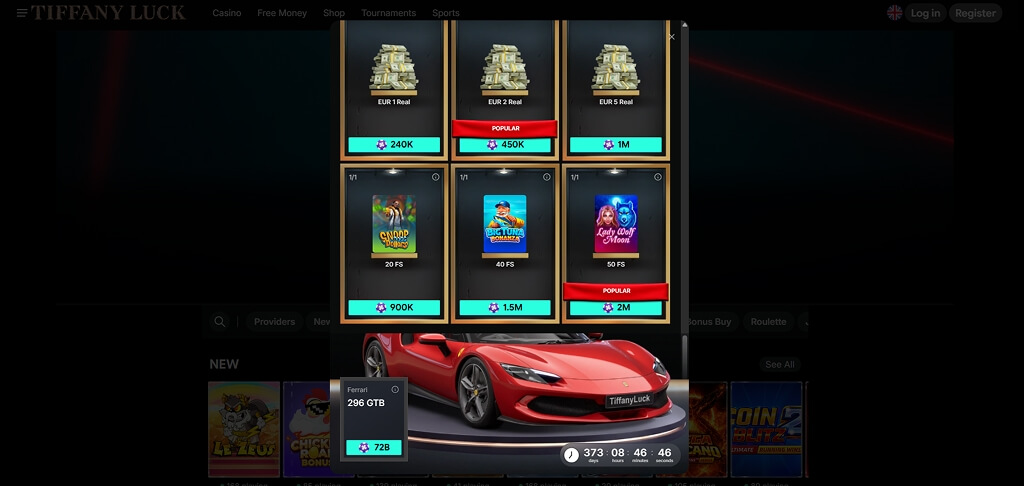 Bonusaanbieding van het TiffanyLuck Casino