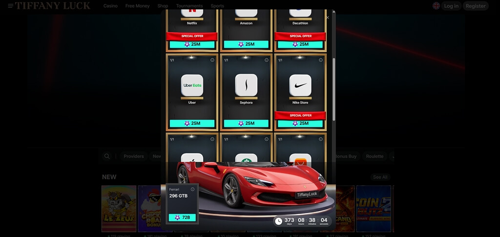 Boutique de bonus du casino TiffanyLuck