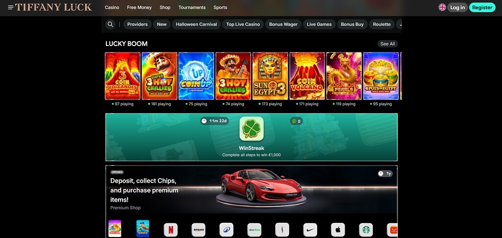 Casino TiffanyLuck Interface