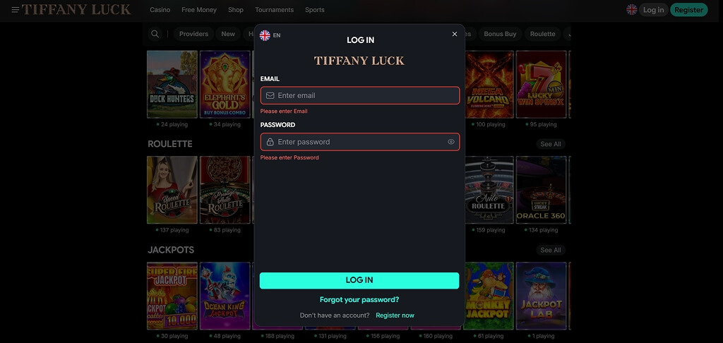 Connexion au casino TiffanyLuck