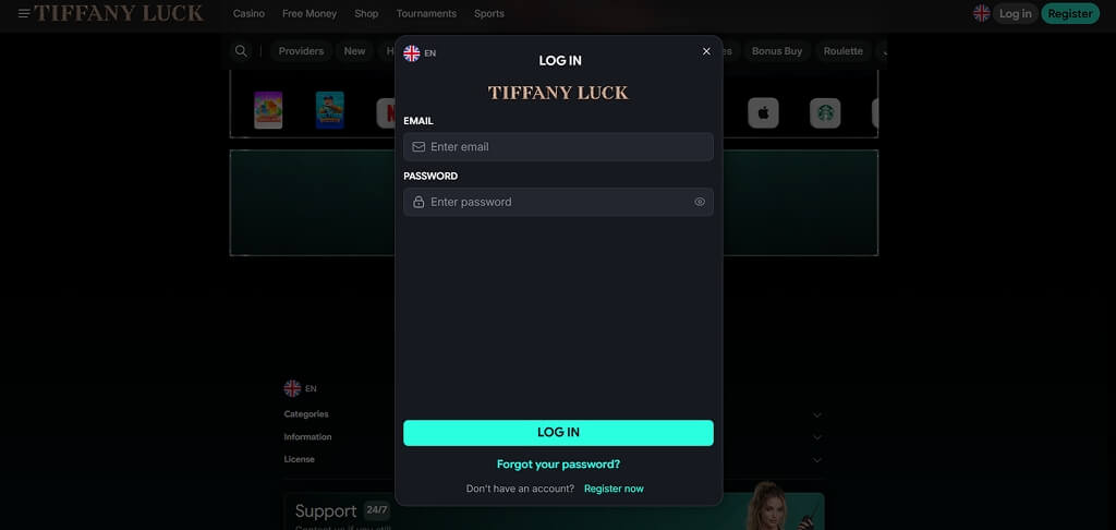Inloggen bij TiffanyLuck Casino