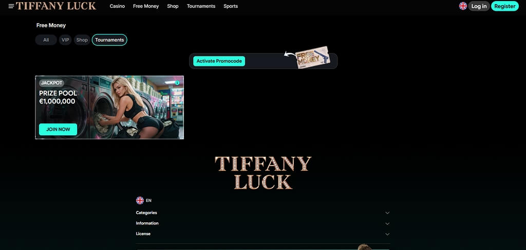 Promotie van het TiffanyLuck Casino