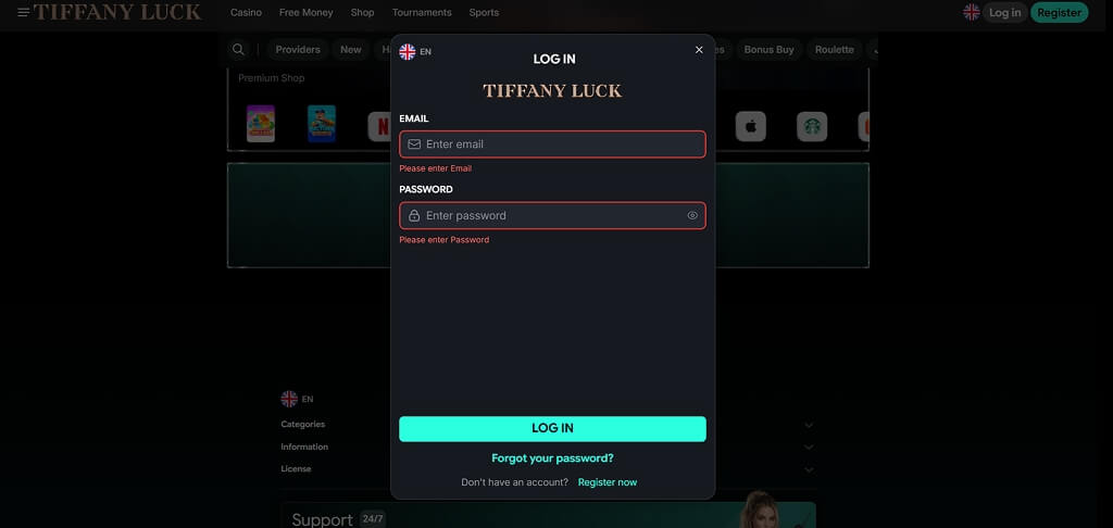 Σύνδεση στο καζίνο TiffanyLuck